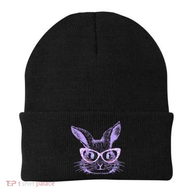 Cute Easter Bunny With Glasses Beanie