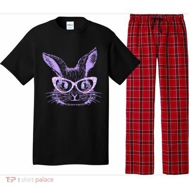 Cute Easter Bunny With Glasses Pajama Set