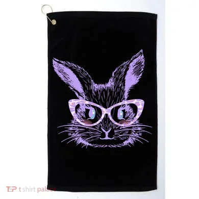 Cute Easter Bunny With Glasses Golf Towel