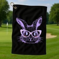 Cute Easter Bunny With Glasses Golf Towel thumb 1