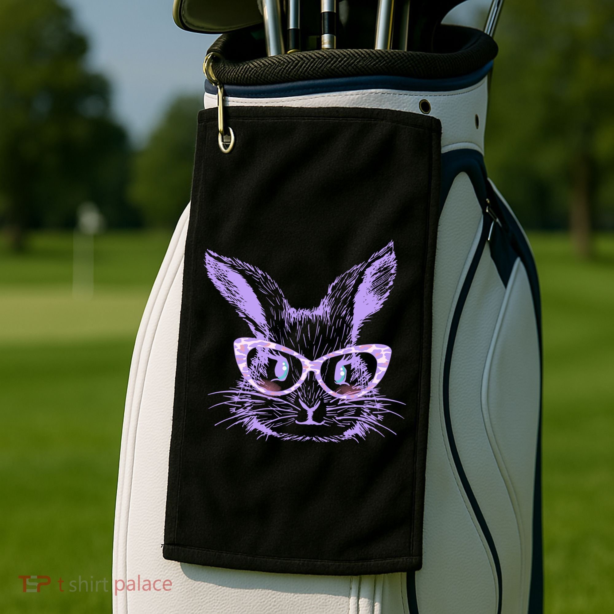 Cute Easter Bunny With Glasses Golf Towel