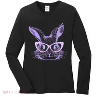 Cute Easter Bunny With Glasses Women's Long Sleeve Shirt thumb 0