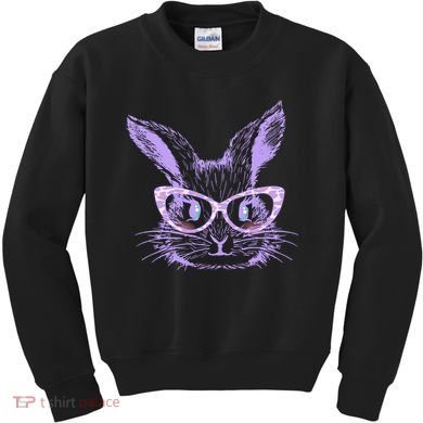 Cute Easter Bunny With Glasses Kids Sweatshirt