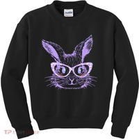 Cute Easter Bunny With Glasses Kids Sweatshirt thumb 0