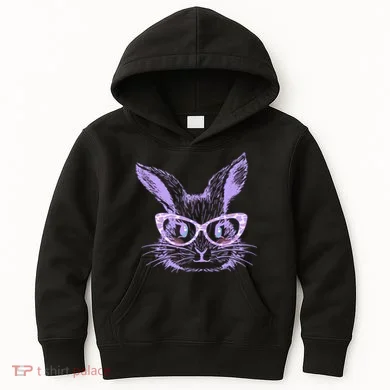 Cute Easter Bunny With Glasses Kids Hoodie