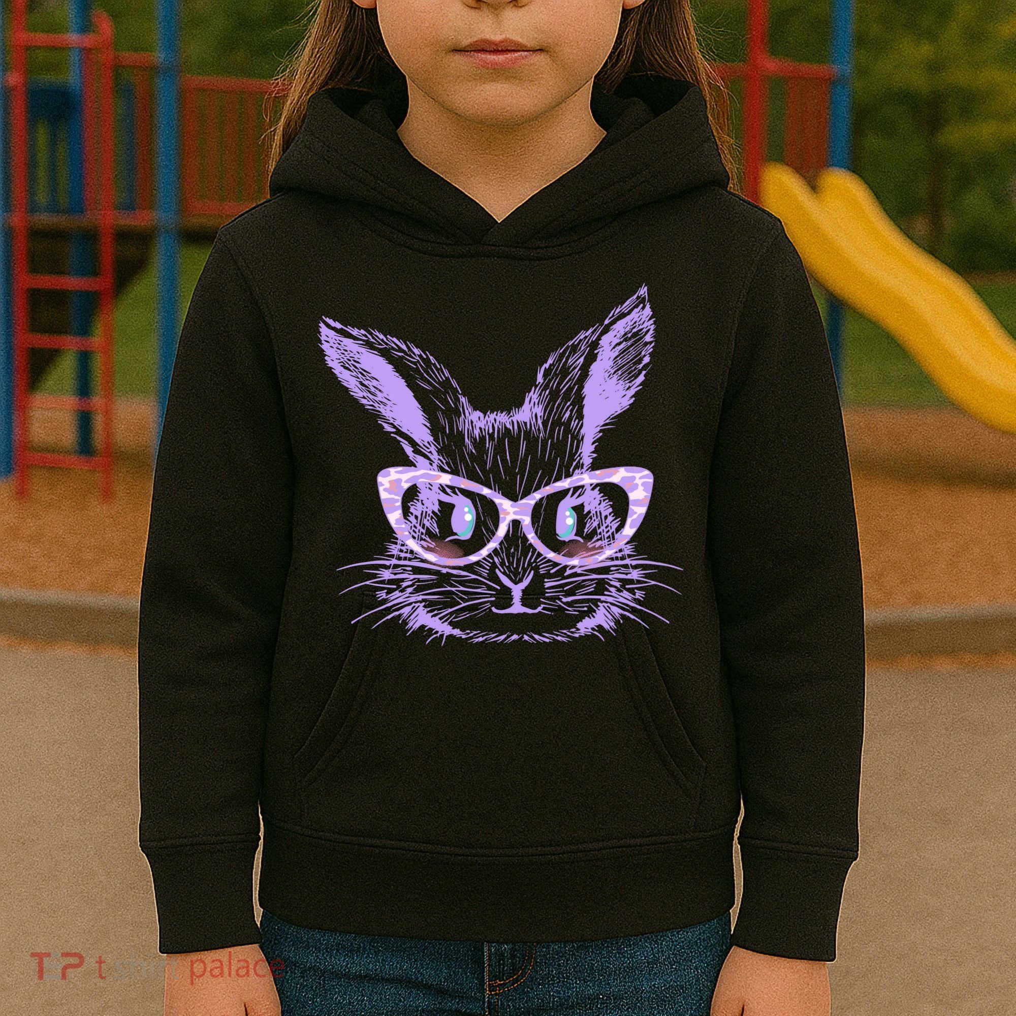 Cute Easter Bunny With Glasses Kids Hoodie