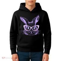 Cute Easter Bunny With Glasses Kids Hoodie thumb 4
