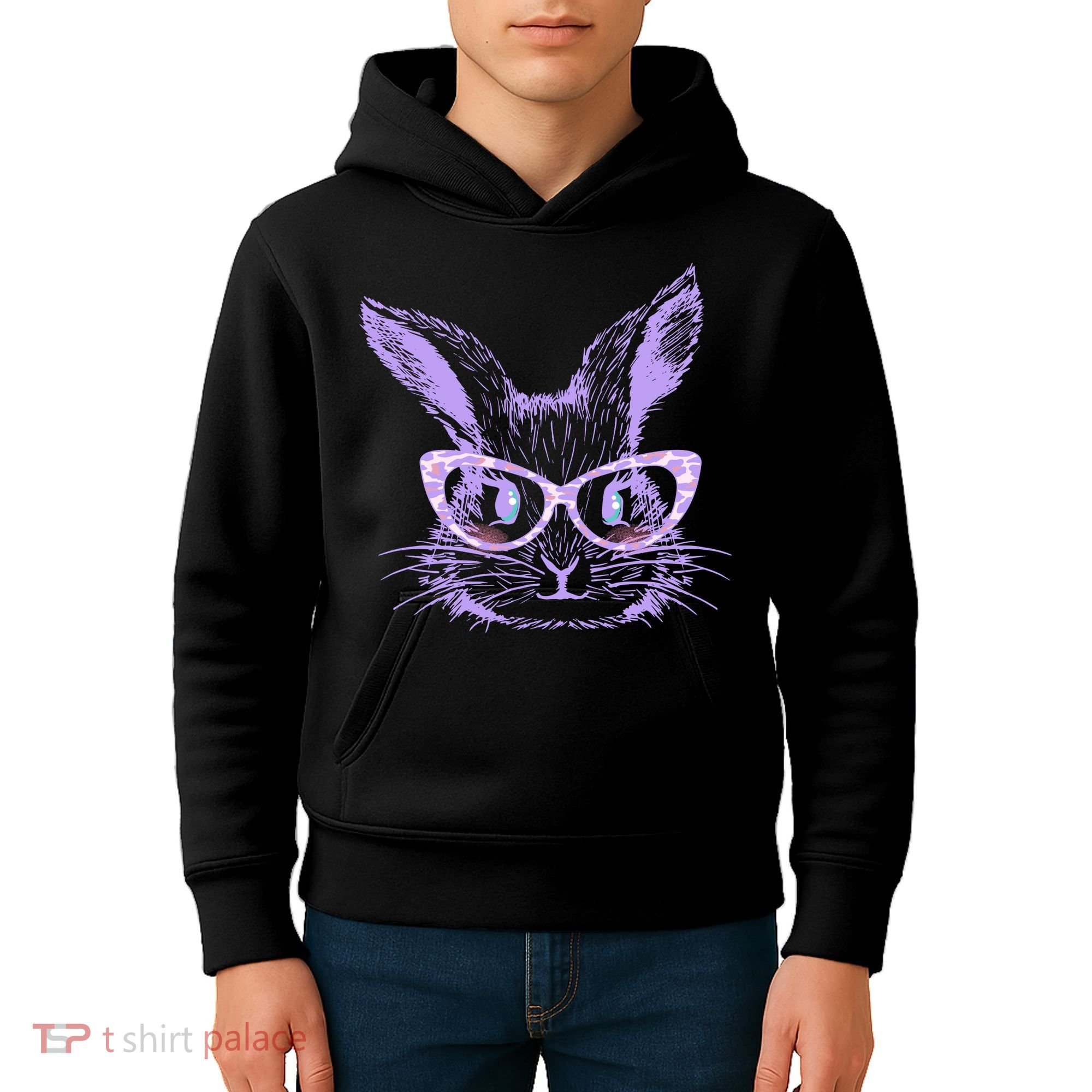 Cute Easter Bunny With Glasses Kids Hoodie