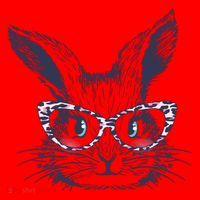 Cute Easter Bunny With Glasses Santa Hat thumb 1