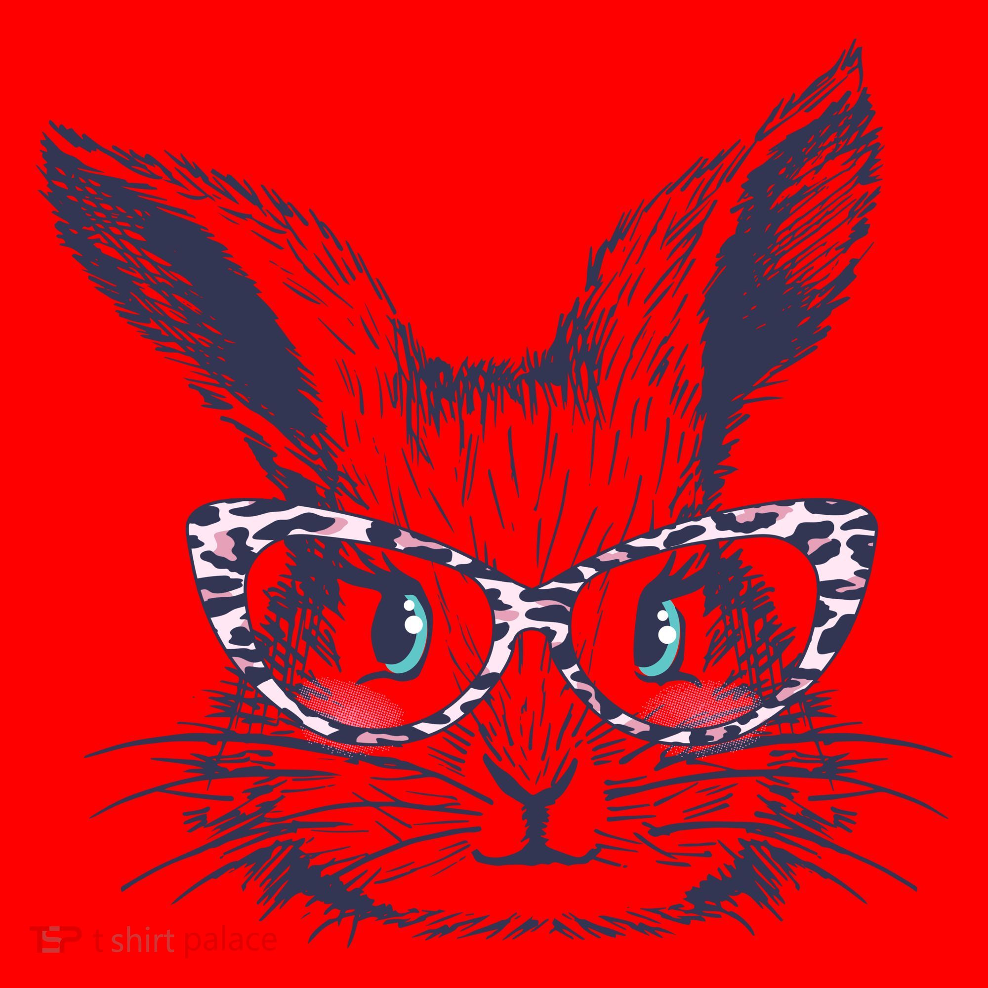 Cute Easter Bunny With Glasses Santa Hat