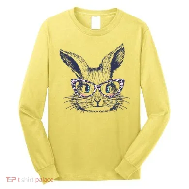 Cute Easter Bunny With Glasses Long Sleeve Shirt