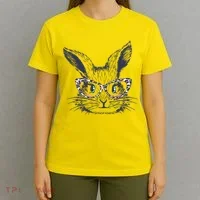Cute Easter Bunny With Glasses T-Shirt thumb 4