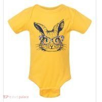 Cute Easter Bunny With Glasses Baby Bodysuit thumb 0