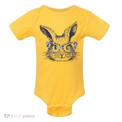 Cute Easter Bunny With Glasses Baby Bodysuit