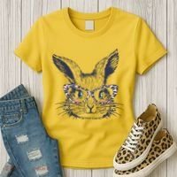 Cute Easter Bunny With Glasses Women's T-Shirt thumb 3