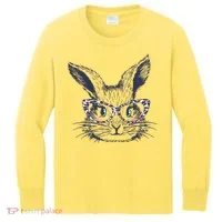 Cute Easter Bunny With Glasses Kids Long Sleeve Shirt thumb 0