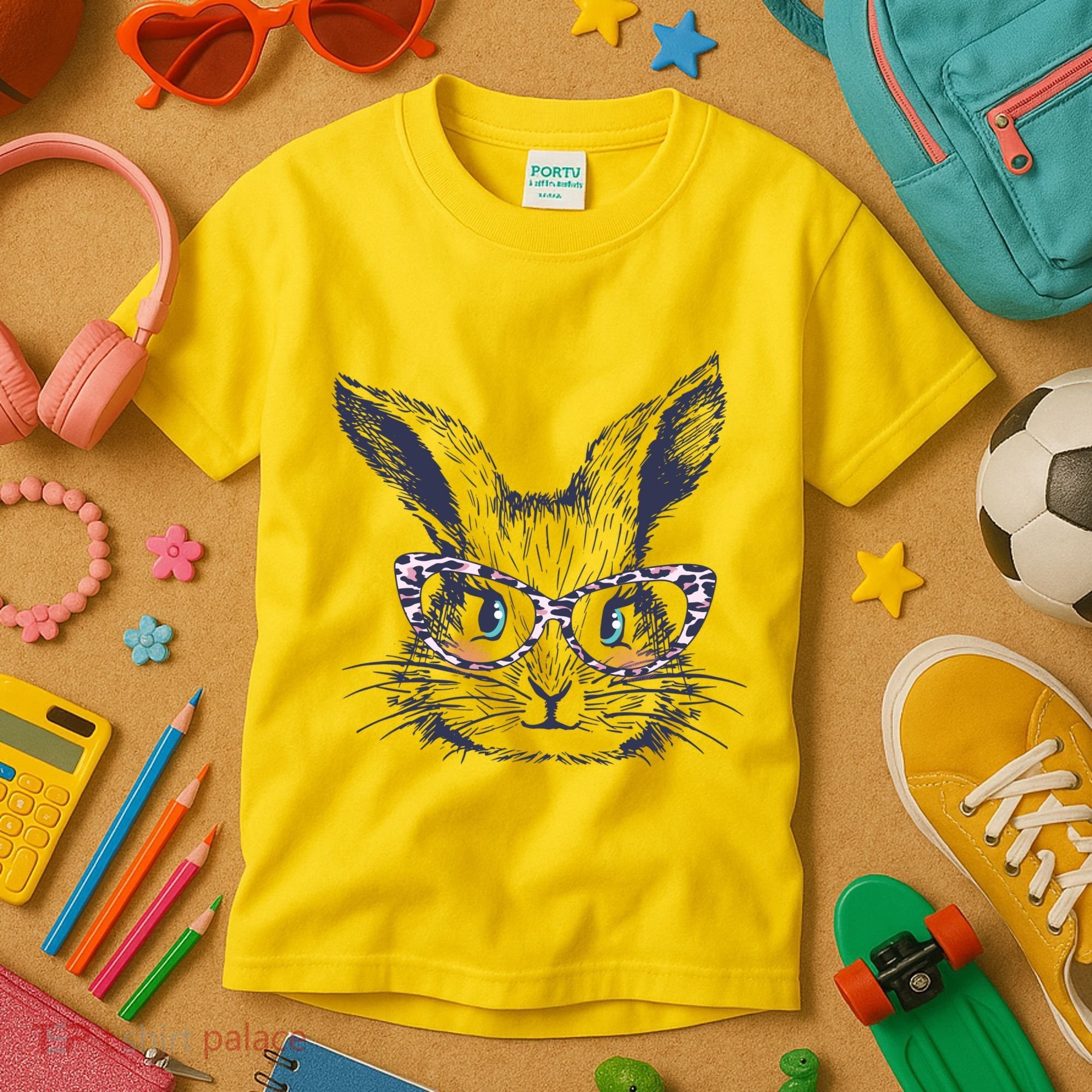 Cute Easter Bunny With Glasses Kids T-Shirt