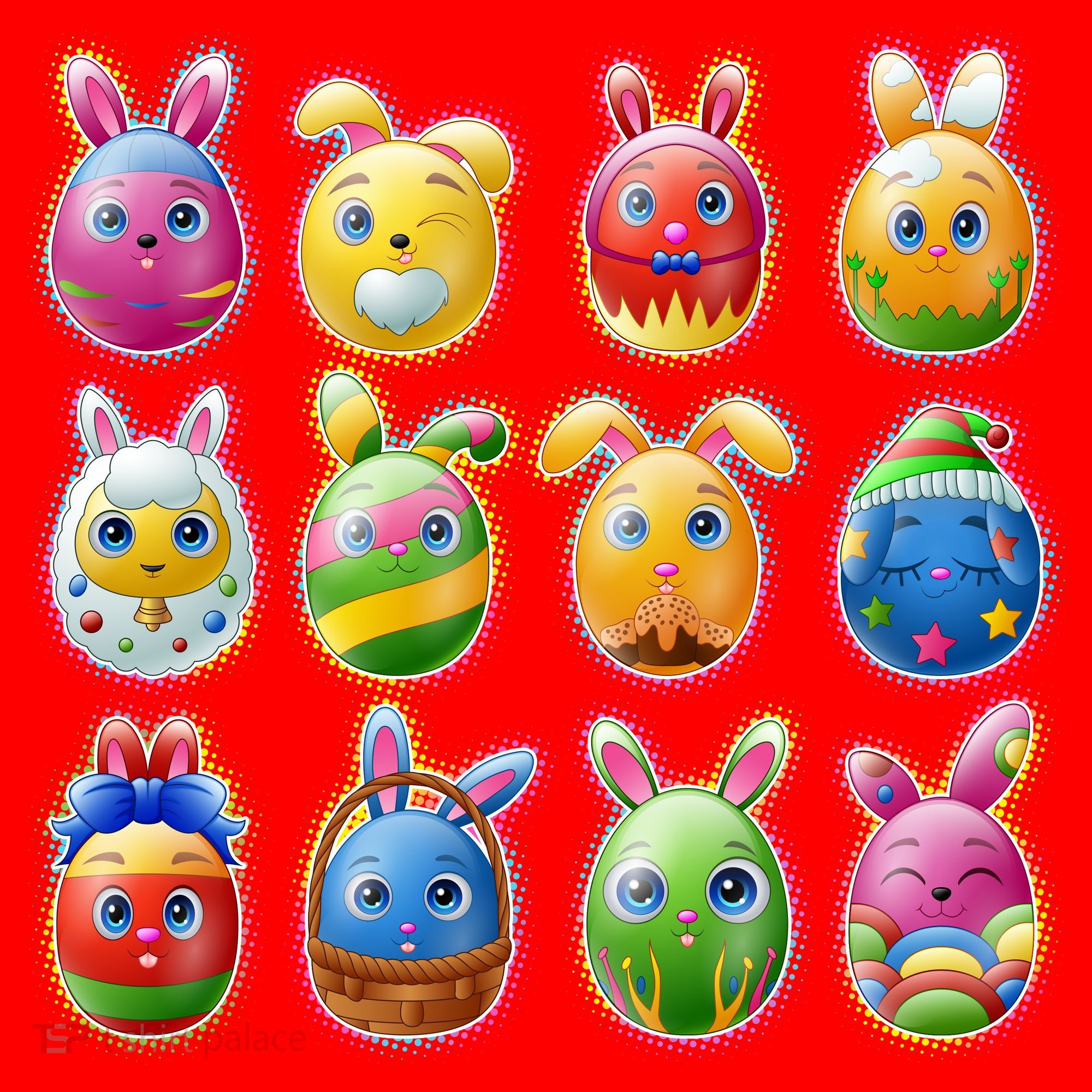 Cute Easter Eggs Santa Hat
