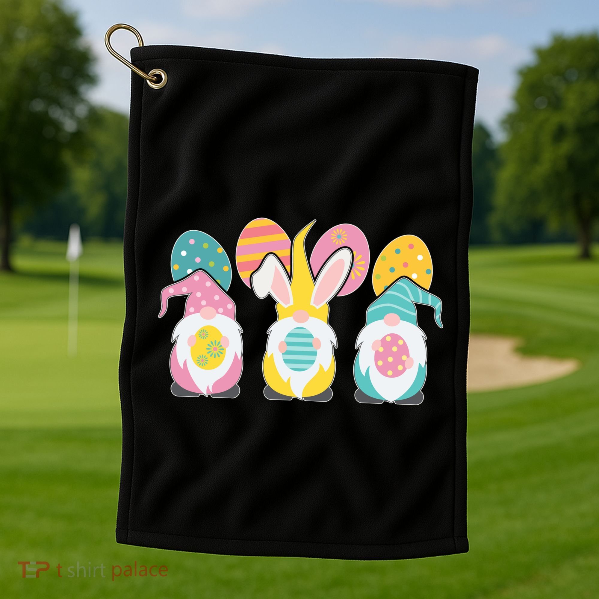 Cute Easter Holiday Gnomes Golf Towel