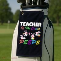 Cute Easter: Teacher Of The Cutest Peeps Golf Towel thumb 2