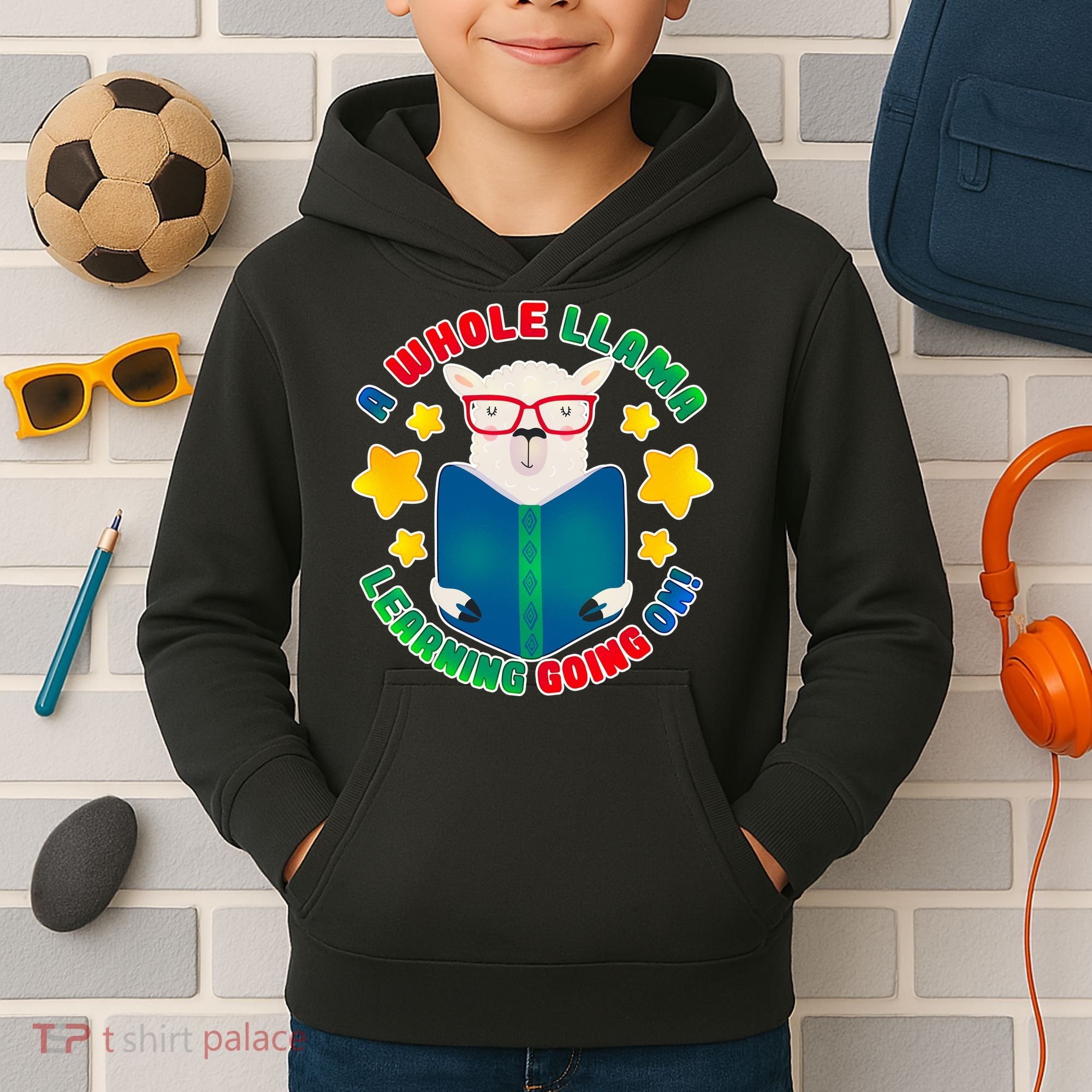 Cute Educational - A Whole Llama Learning Kids Hoodie