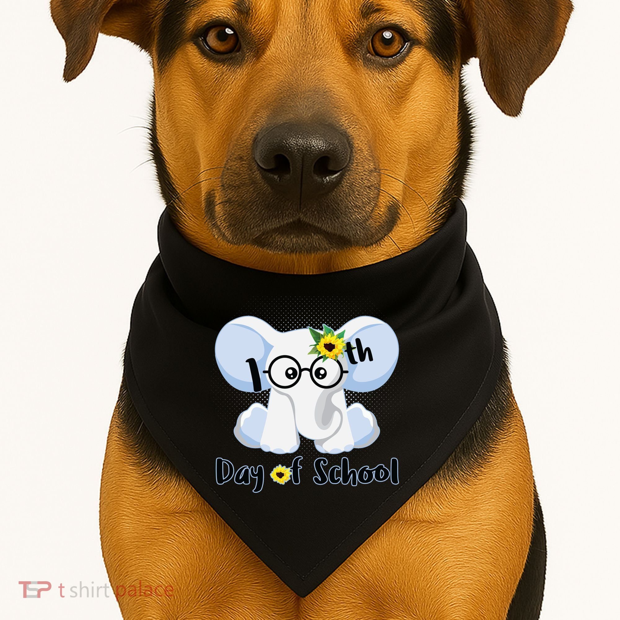 Cute Elephant 100th Day of School USA-Made Doggie Bandana