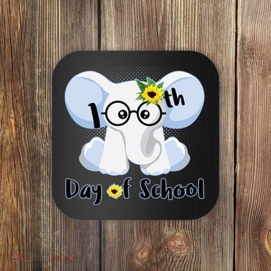 Cute Elephant 100th Day of School Coaster