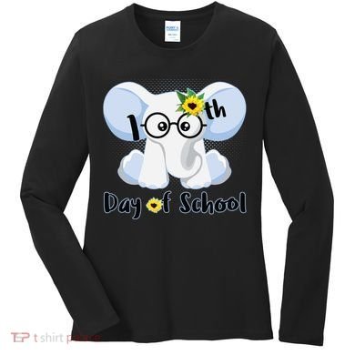 Cute Elephant 100th Day of School Women's Long Sleeve Shirt