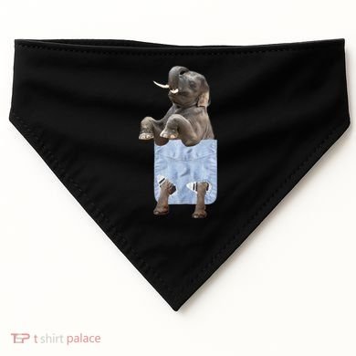 Cute Elephant Front Pocket USA-Made Doggie Bandana