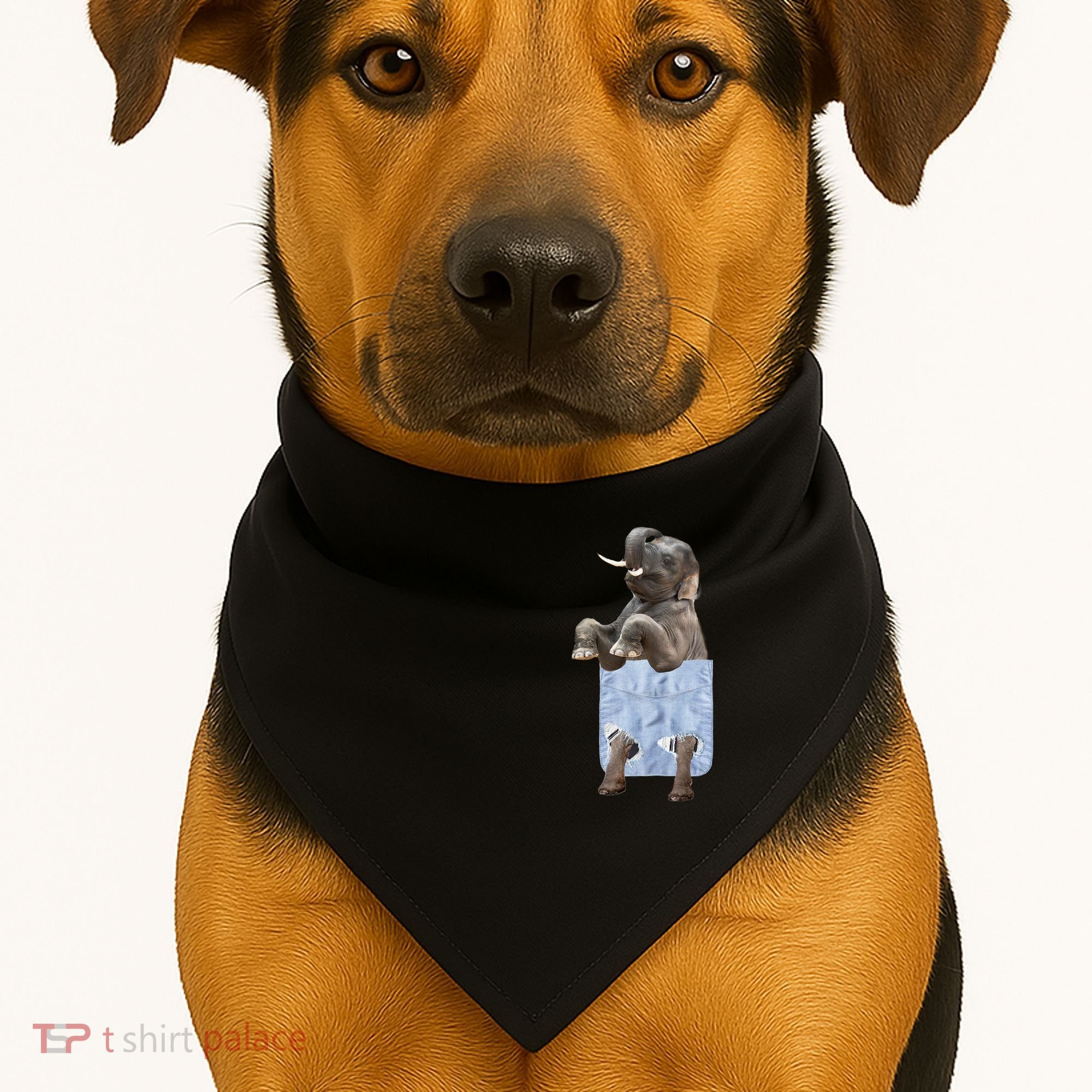 Cute Elephant Front Pocket USA-Made Doggie Bandana