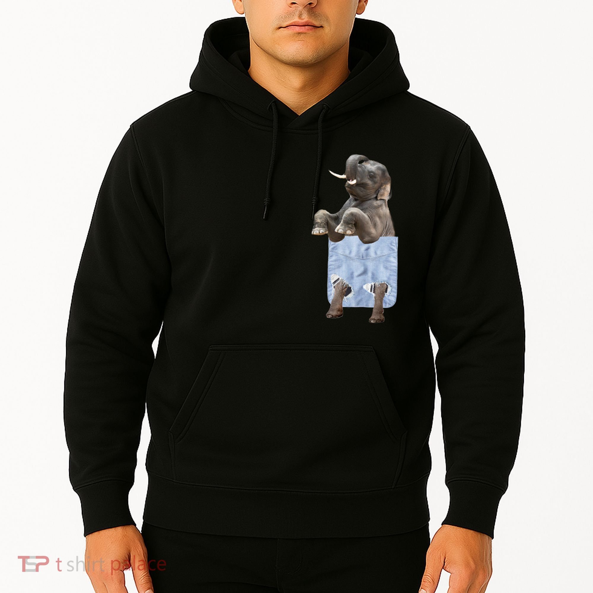 Cute Elephant Front Pocket Hoodie
