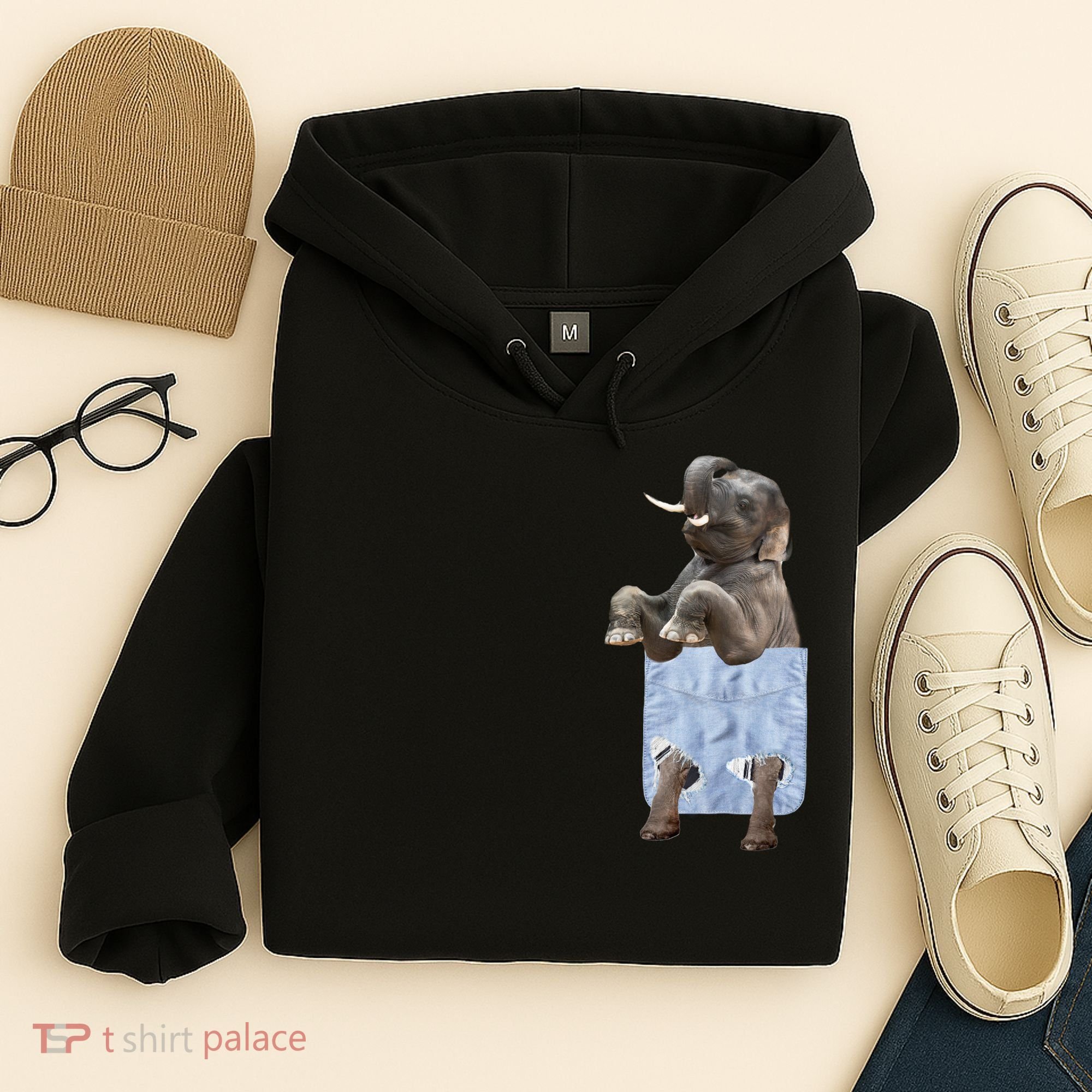 Cute Elephant Front Pocket Hoodie