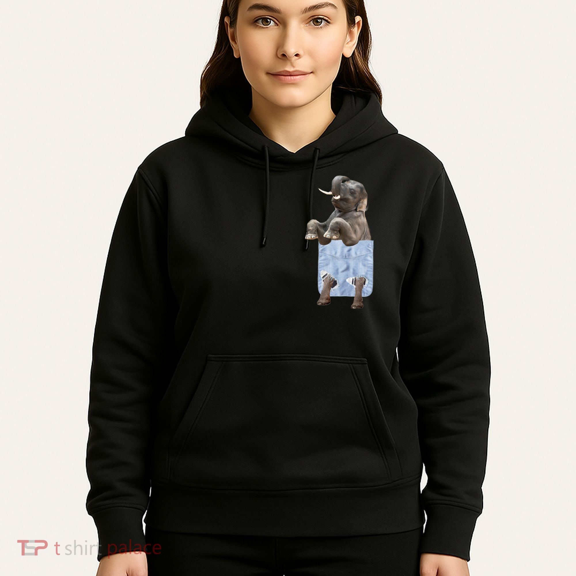 Cute Elephant Front Pocket Hoodie