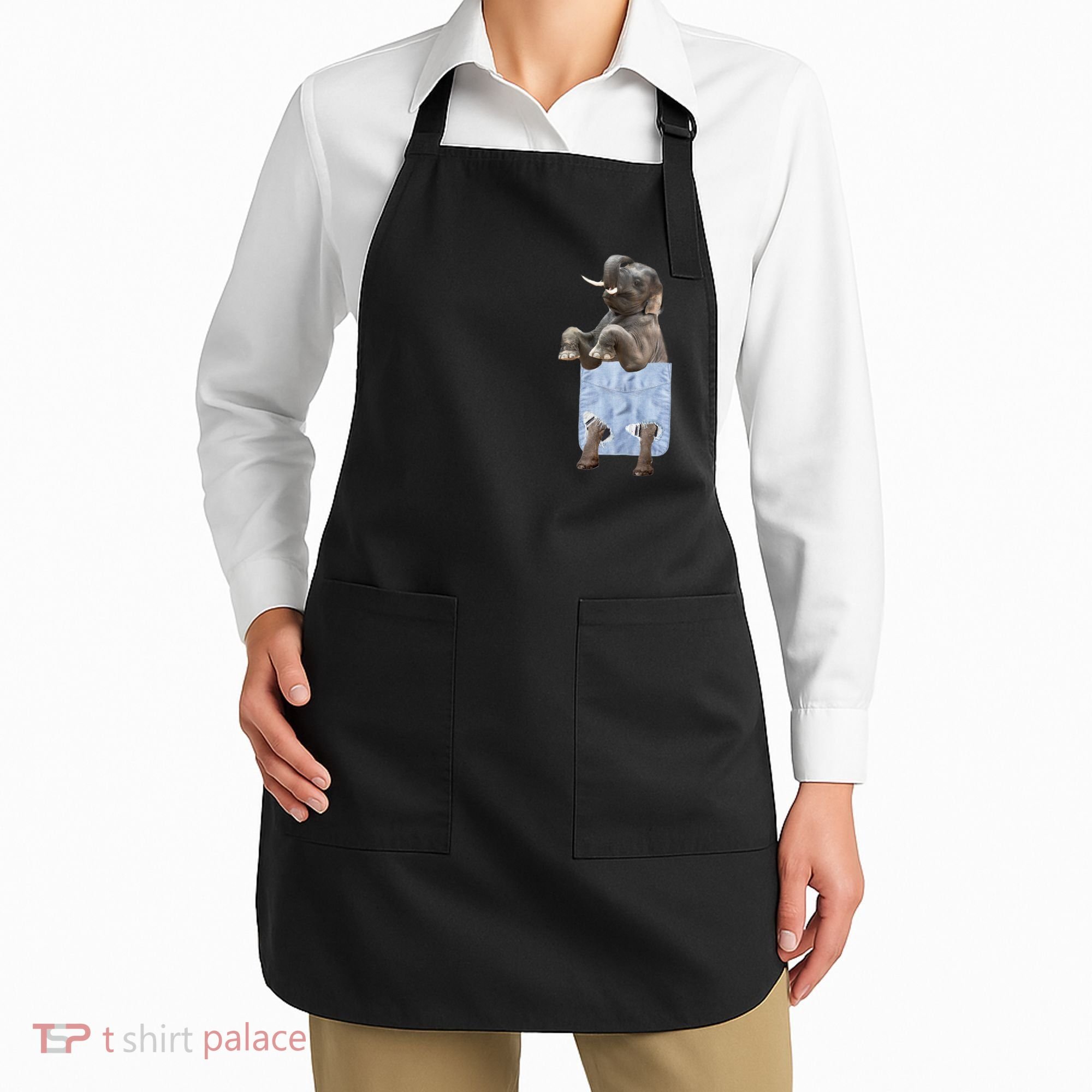 Cute Elephant Front Pocket Apron