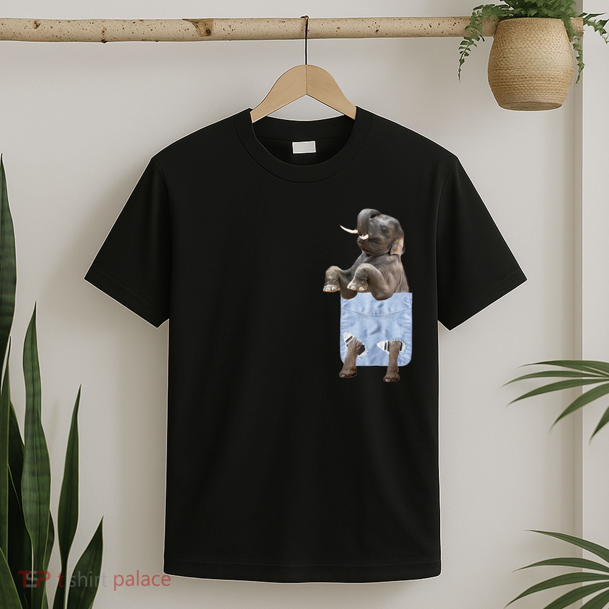 Cute Elephant Front Pocket T-Shirt