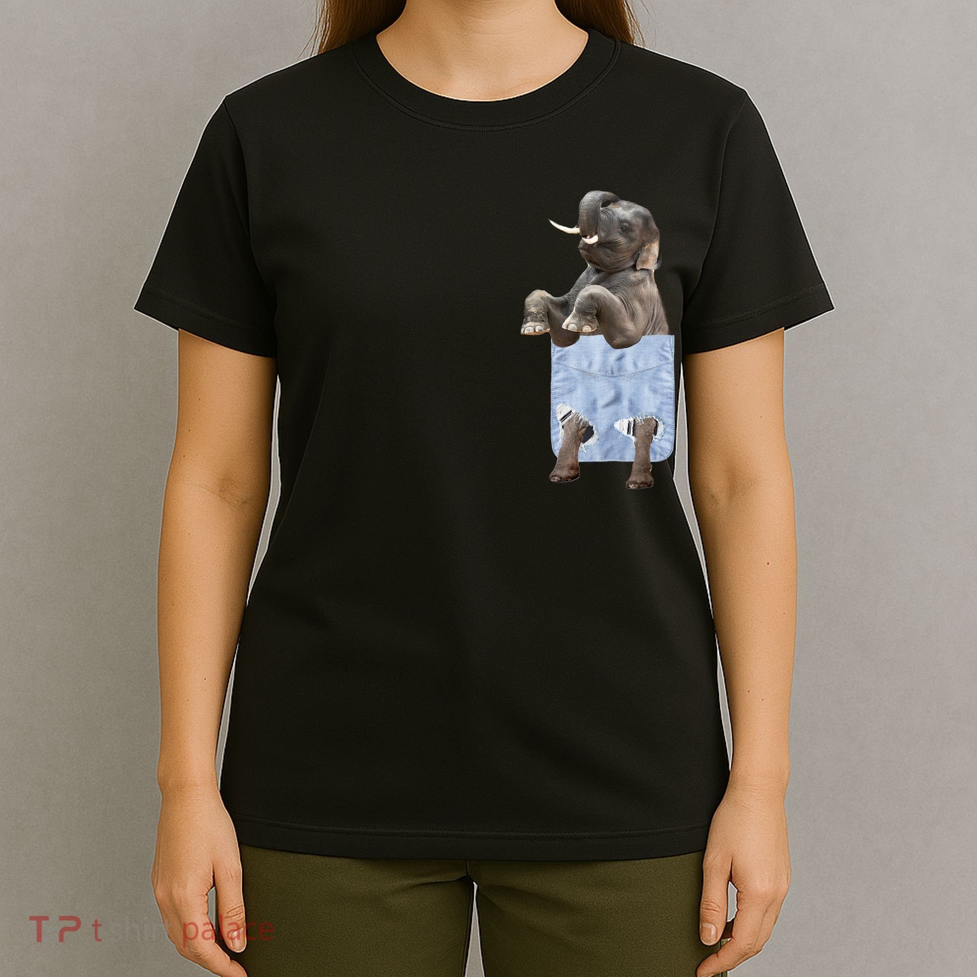 Cute Elephant Front Pocket T-Shirt