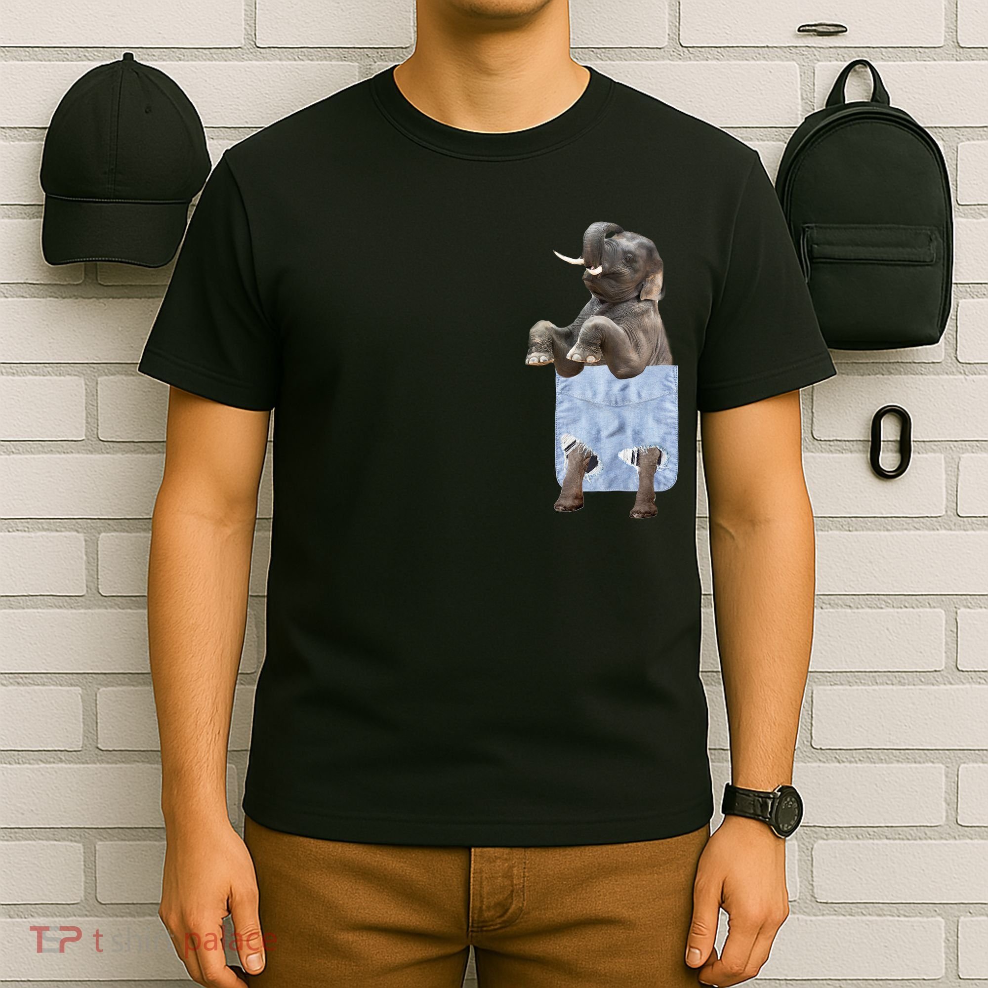 Cute Elephant Front Pocket T-Shirt