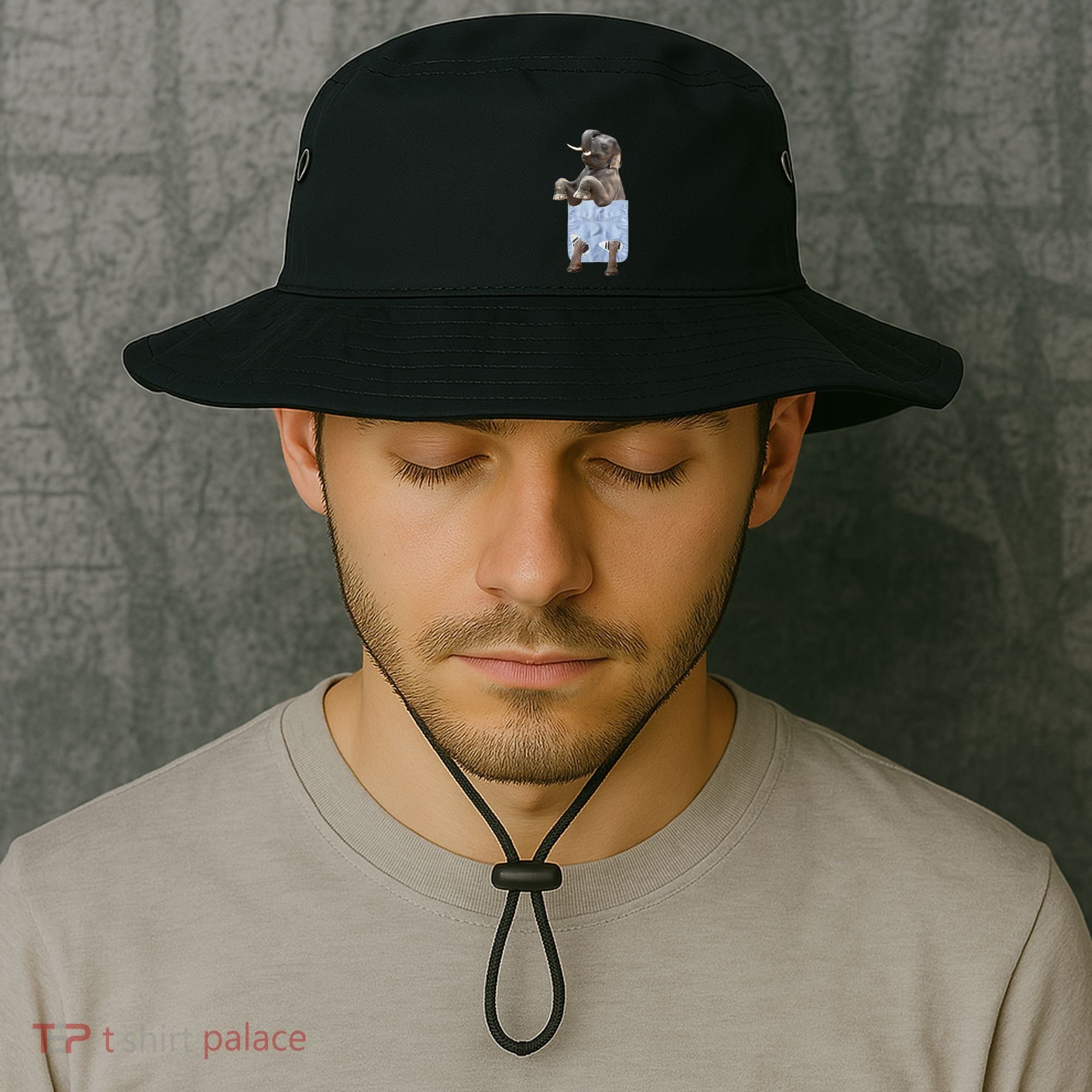 Cute Elephant Front Pocket Bucket Hat