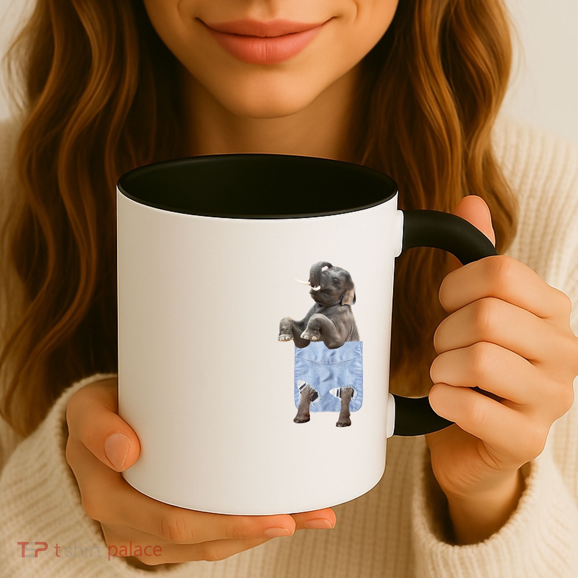 Cute Elephant Front Pocket Coffee Mug