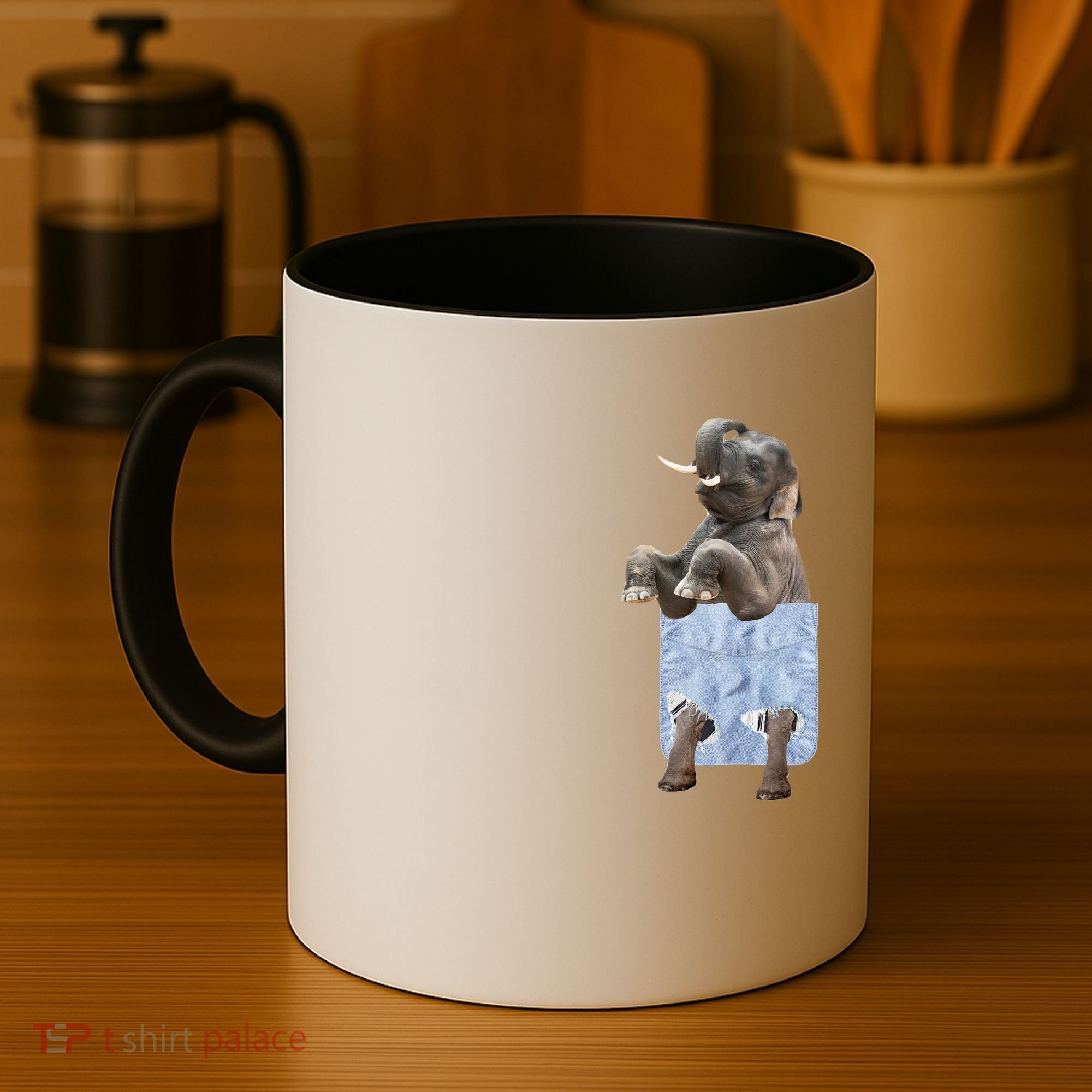 Cute Elephant Front Pocket Coffee Mug