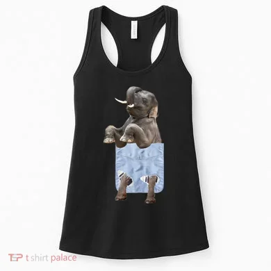 Cute Elephant Front Pocket Women's Tank Top