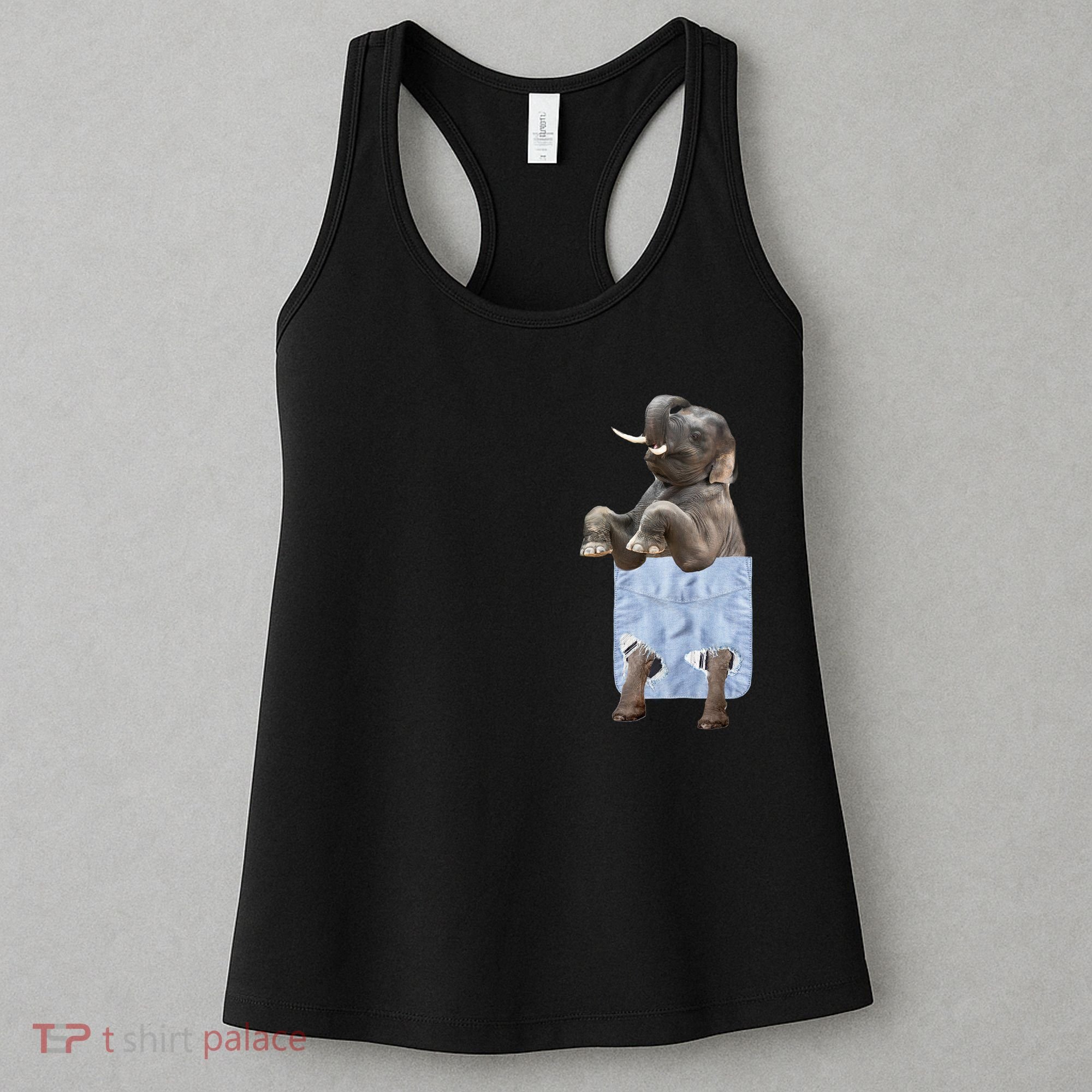 Cute Elephant Front Pocket Women's Tank Top