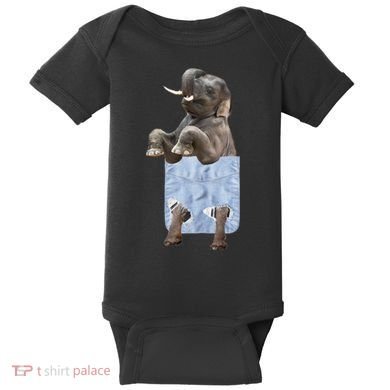 Cute Elephant Front Pocket Baby Bodysuit