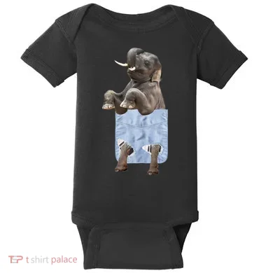 Cute Elephant Front Pocket Baby Bodysuit