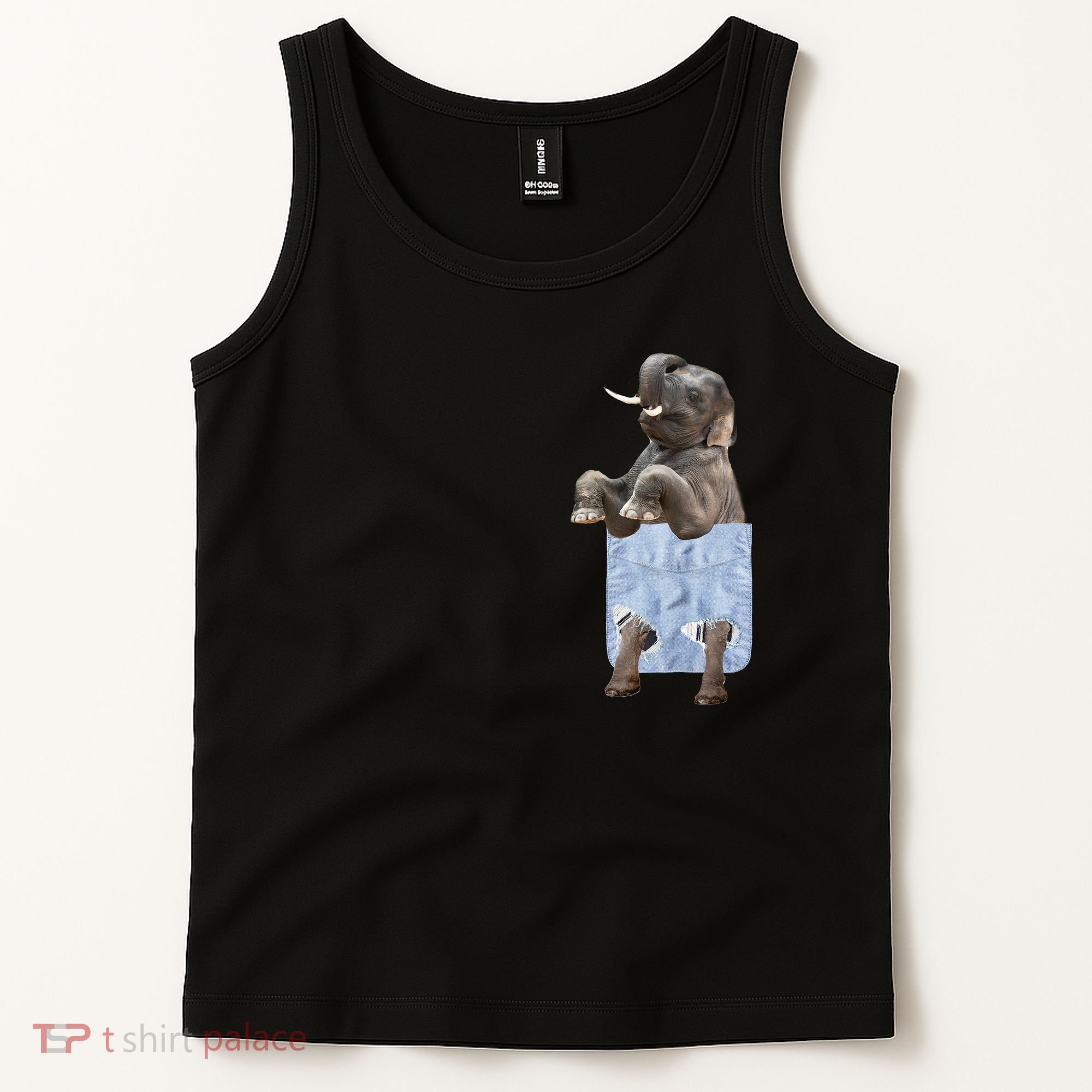 Cute Elephant Front Pocket Tank Top