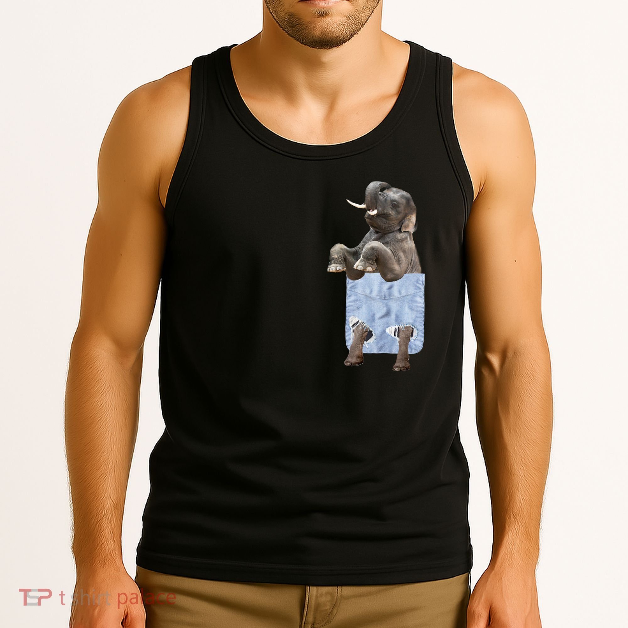 Cute Elephant Front Pocket Tank Top