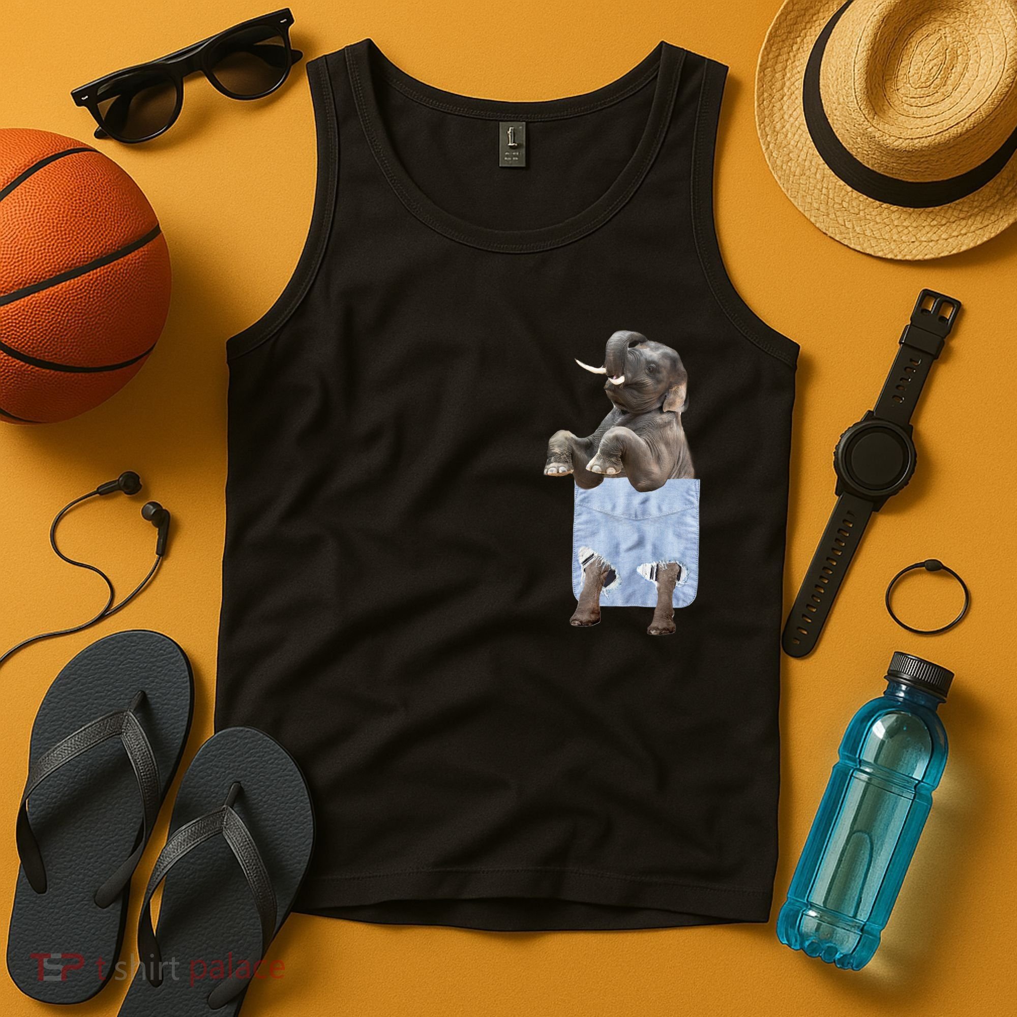 Cute Elephant Front Pocket Tank Top