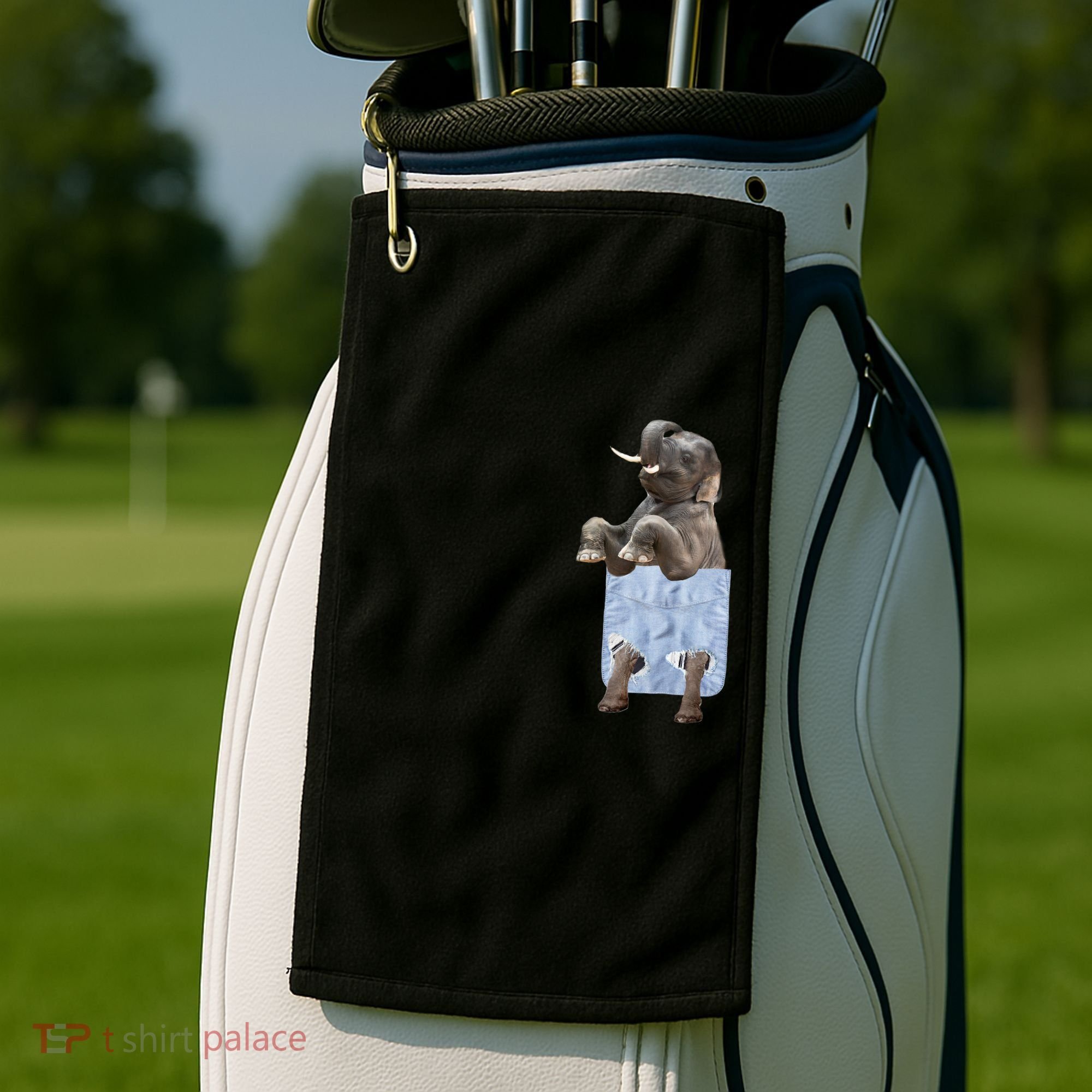 Cute Elephant Front Pocket Golf Towel