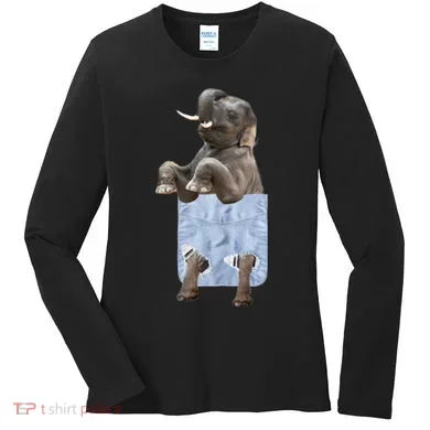 Cute Elephant Front Pocket Women's Long Sleeve Shirt