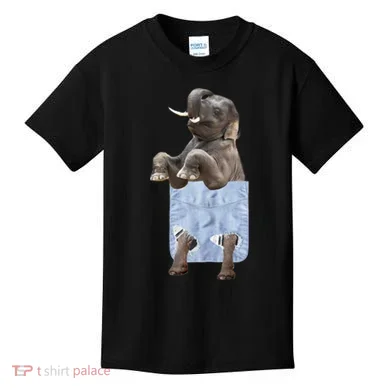 Cute Elephant Front Pocket Kids T-Shirt